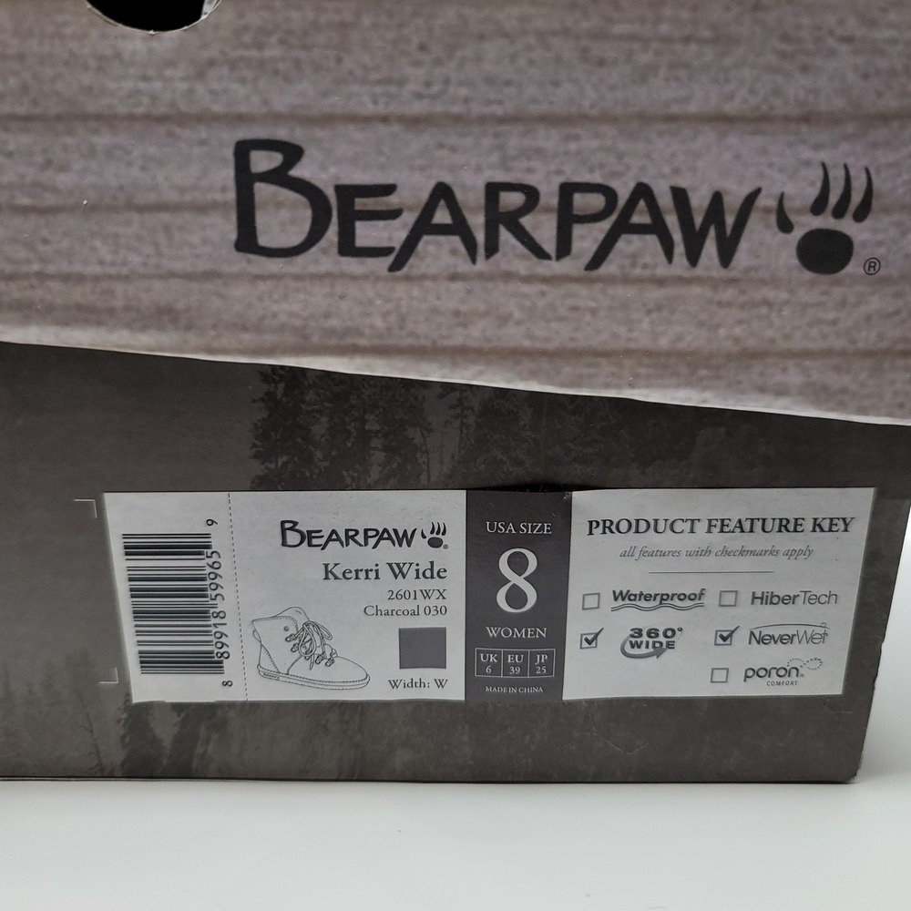 Bearpaw Kerri Suede LaceUp Ankle Snow Boots Booties Sz 8W Charcoal Gray Neverwet - Picture 13 of 13